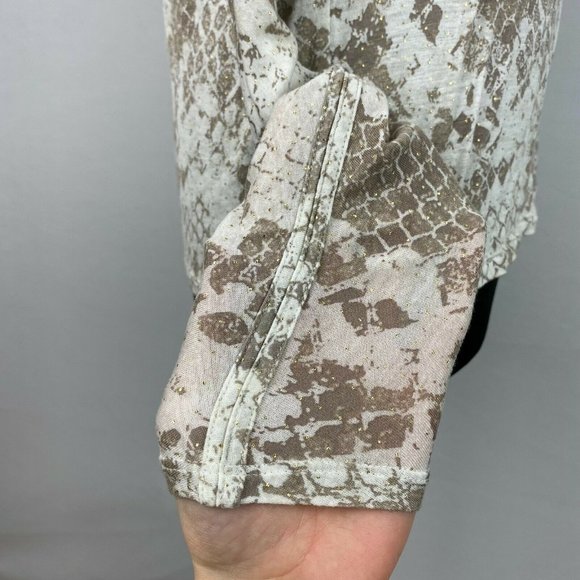 Express M Patterned Gold Accents Top Cold Shoulder Dolman Like Sleeves - Picture 7 of 12